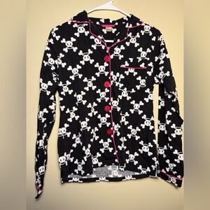 Y2K Vintage Paul Frank Skull Print Button Down PJ Shirt | Size Small | Cotton